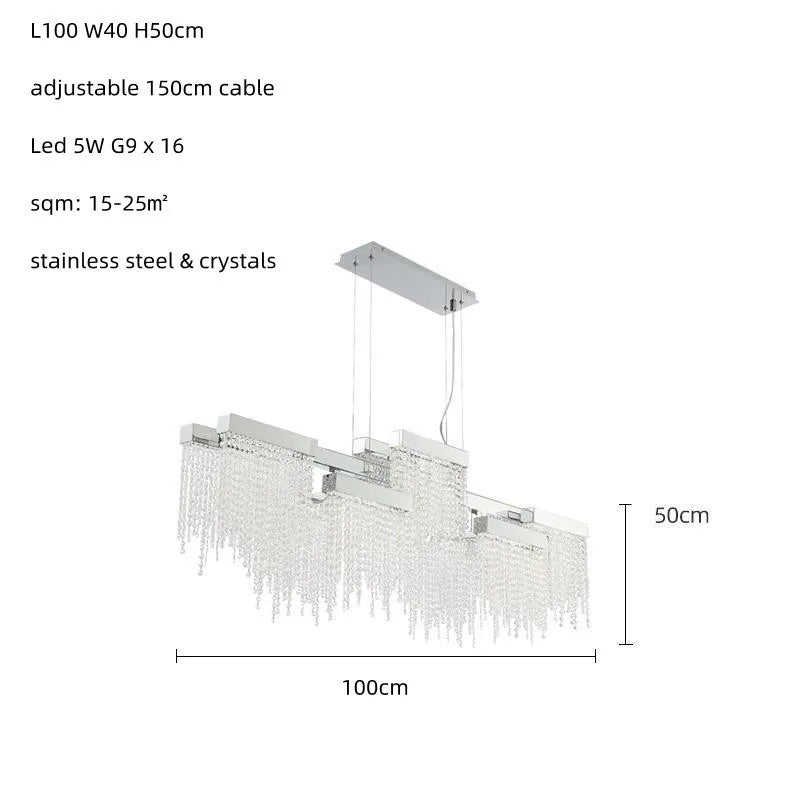 Postmodern Luxury K9 Crystal Chandelier Led G9 Chrome Steel Chandelier Dining Room Living Room Home Hanging Lighting Fixtures