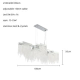Postmodern Luxury K9 Crystal Chandelier Led G9 Chrome Steel Chandelier Dining Room Living Room Home Hanging Lighting Fixtures