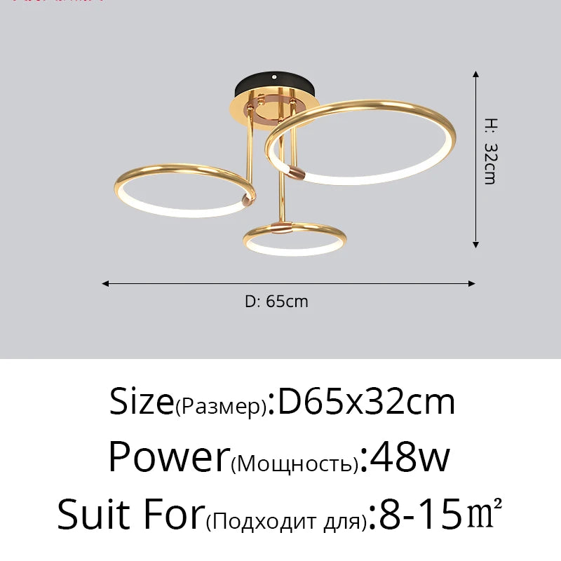 Modern Living room Ring Chandelier Nordic New Design Ceiling Lamps for Bedroom Dining room Decor Lamp Kitchen Pendant Lighting