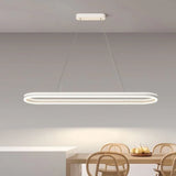 Modern Simple Oval Led Chandelier Aluminium Dimmable Dining Room Pendant Light Lighting Bar Kitchen Hanging Lamp Luster Fixtures