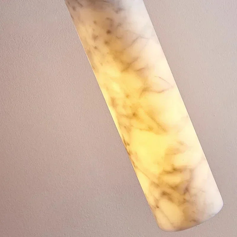 Spanish Marble Pendant Light Luxury Natural Veins Stone Copper Suspension Luminaire for Dining Kitchen Bar Bedside Hanging Lamp