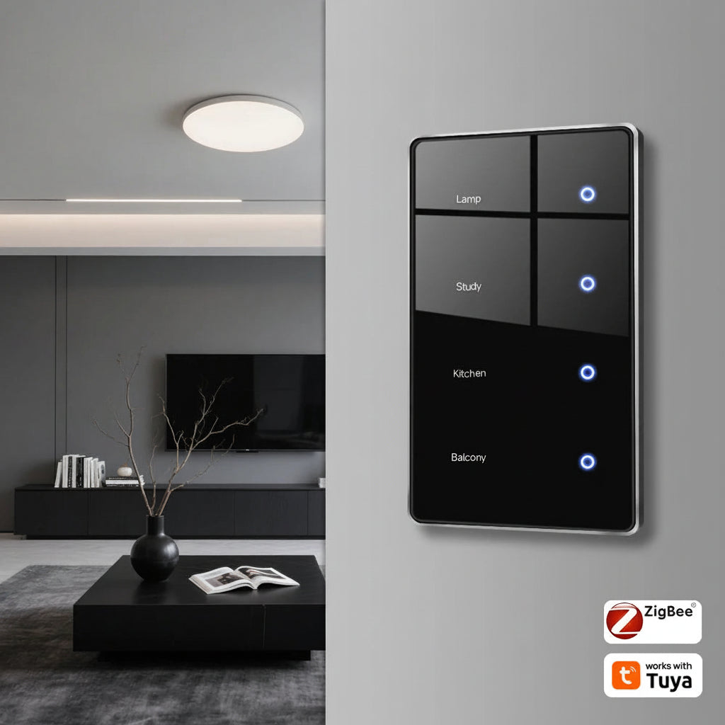 Zigbee DIY Smart Light Switch with Touch Display (Black) - US Standard Tuya Switch