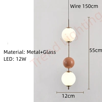 Colorful Ball LED Pendant Light White Glass Ball For Bedroom Dining Room Kitchen Hanging Lamp 4000K Wire Adjustable