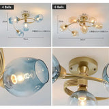 Creative Magic Bean LED Molecular Chandeliers Green Blue Grey Modern Glass Ball Ceiling Light Restaurant Table Room Chandeliers