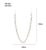2026 Trendy Pearl Necklace Design LED Dimmable Chandelier Balls Staircase 6 m Long Suspension Luminaire Lampen For Living Room