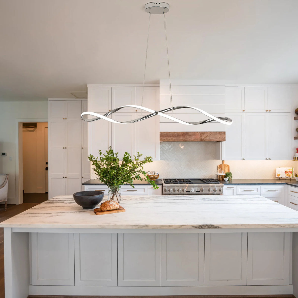 Gold/Chrome ceiling pendant lights,Dimmable Modern LED Pendant Chandelier for Restaurant Kitchen Island Lighting Fixture,L100cm