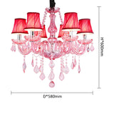 French Princess Room Crystal Pink Chandelier Villa Hotel Dining Table Candlelight Glass Decoration Rose Red LED Pendent Lamp