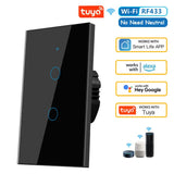 WiFi Smart Touch Light Switch (No Neutral Required) - RF433 Remote Wall Switch