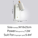 Nordic Macaron Wall Sconce Rotatable With Switch TV Background Wall Lights Modern Bedroom Bedside Aisle Home Reading Wall Lamps