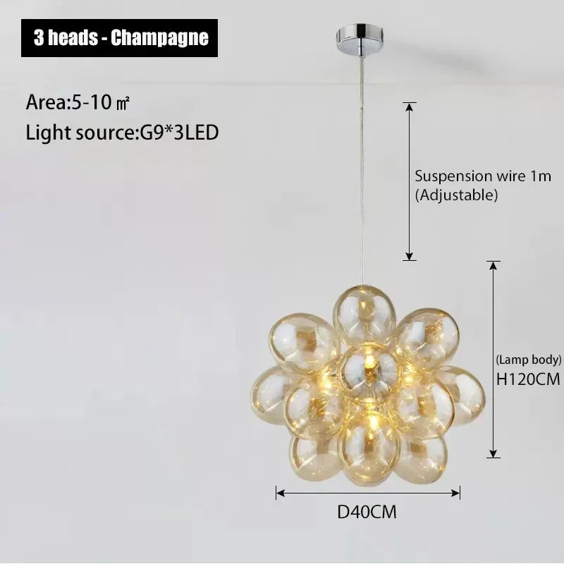 Nordic Balloon Bubble Lighting Boy Children's Bedroom Chandelier Living Room Model Restaurant Creative Ash Glass Lamp