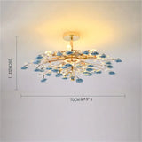 Flower Chandelier Lights Modern Ceramics Pink Flowers LED for Home Decor Dining Room Living Room Bedroom Ceiling Lamps