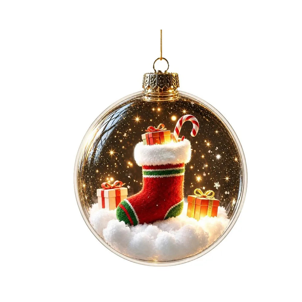 Acrylic Lighted Christmas Ball Ornament Transparent LED Lighted LED Christmas Tree Globe Decor Decorative