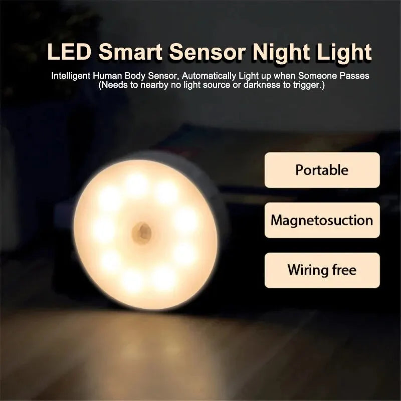 LED Night Light Smart Human Body Sensor with Digital Sensor Head Magne ...