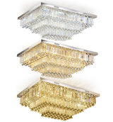 Modern Crystal Chandelier Stainless Steel LED Ceiling Lamp Pendant Light 3 Layer