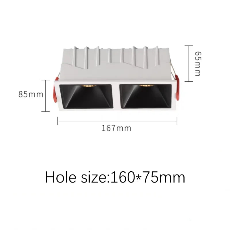 Recessed LED Ceiling Lamp 24W 10W Single/Double Head LED Spot lights COB Anti-Glare Downlight For Home Office Store Indoor