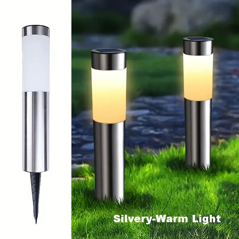 Modern Stainless Steel Solar Pathway Lights Waterproof Outdoor LED Lights Landscape Decorative Lawn Lamps for Garden Walkway