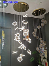 UFO Creative Personalized Staircase LED Pendant Light Modern Luxury Villa Duplex Penthouse Pendant Light Home Decoration Lamp