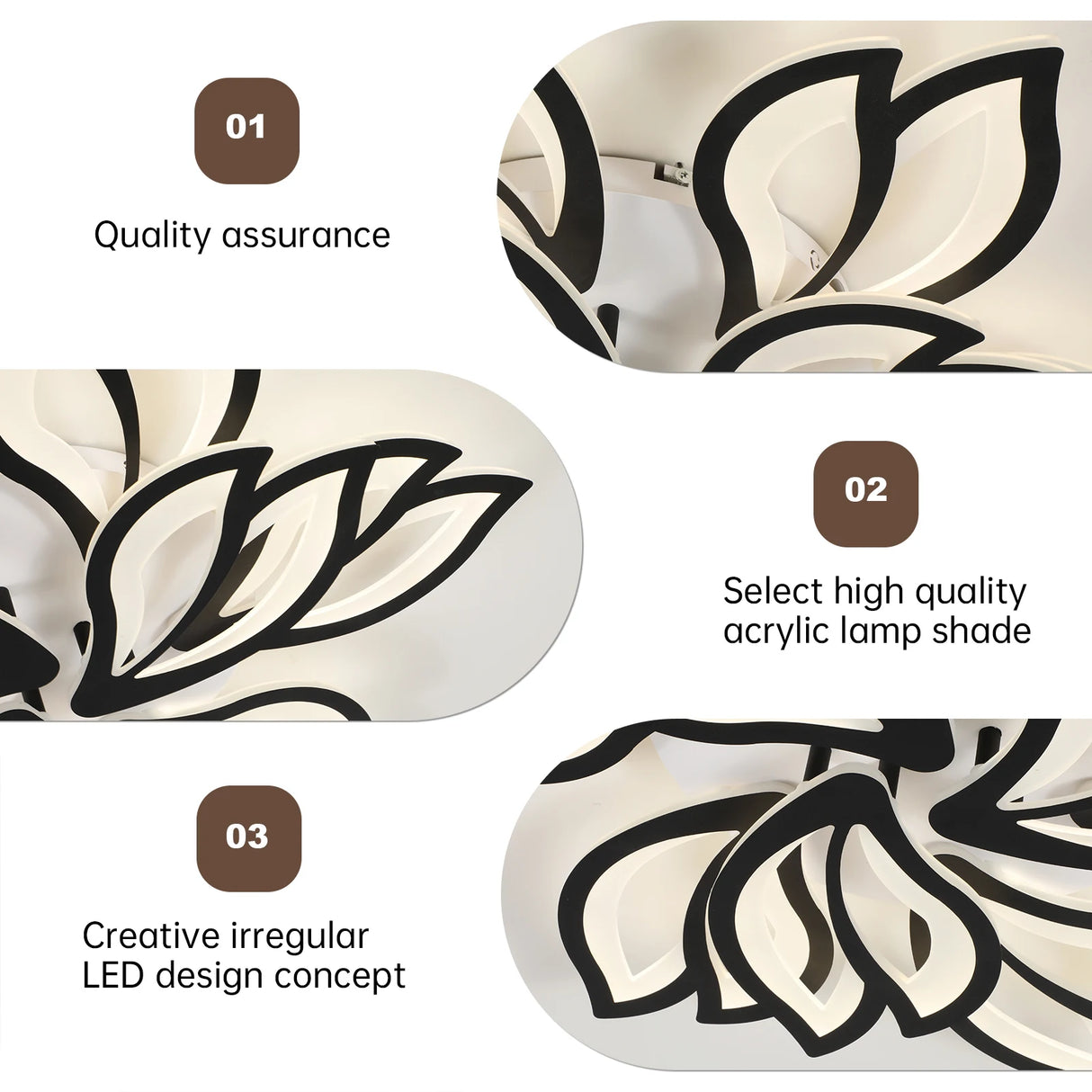 Modern Minimalist LED Chandelier - Black & White Home Indoor Lighting Decor