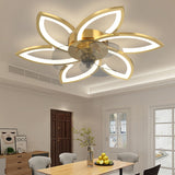 Modern led quiet ceiling fan with light with remote control/app timer creative 6 lights design fan with lamp,