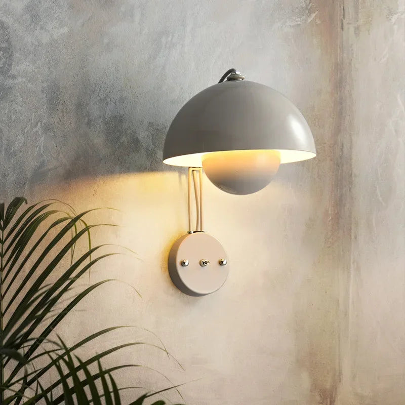 E27 Nordic Wall Lamp LED Torch Bedside Lamps Indoor Lighting Fixture Mushroom Sconces Creative Macaron Switch for Living Room