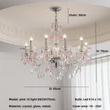 French Green Crystal Candle Chandelier Luxury Romantic Glass E14 Pendant Lights Living Room Art Decor Led Lamparas Bedroom Lamp
