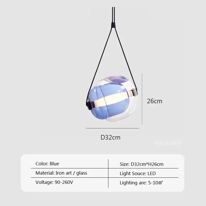 Nordic Led Colorful Glass Pendant Light Modern Fashion Czech Capsule Design Restaurant Kitchen Hanging lamp Bar Bedroom Fixtures