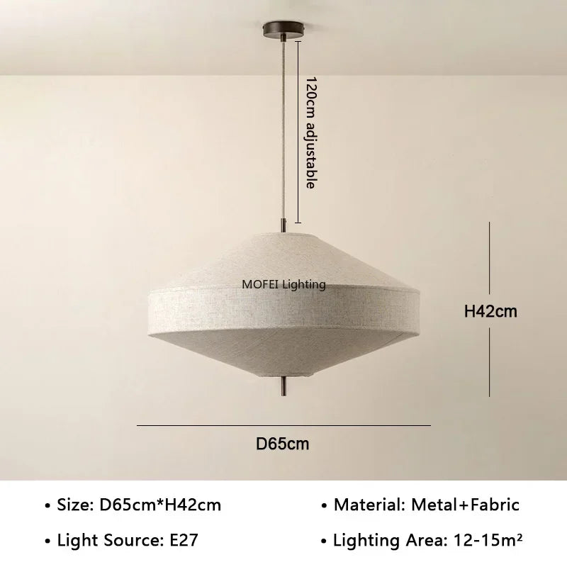 Wabi Sabi Fabric Pendant Light Japanese White Cloth Chandelier Nordic Restaurant Dining Room Home Decor Lantern Hanging Light