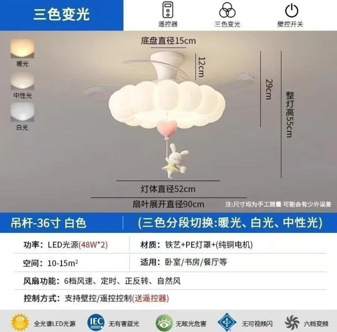 LED Bubble Cloud Rabbit Light Children's Room Ceiling Lights  Cream Style Warm Baby Room Nursery Boy Girl Bedroom Ceiling Lamps
