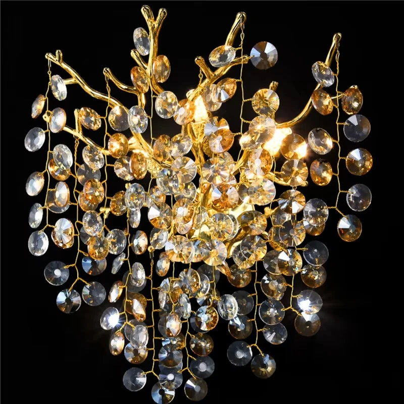 Modern Luxury Crystal LED Wall Lamp - Decorative Sconce Light Fixture for Living Room Background, Bedroom Bedside & Villa Interiors