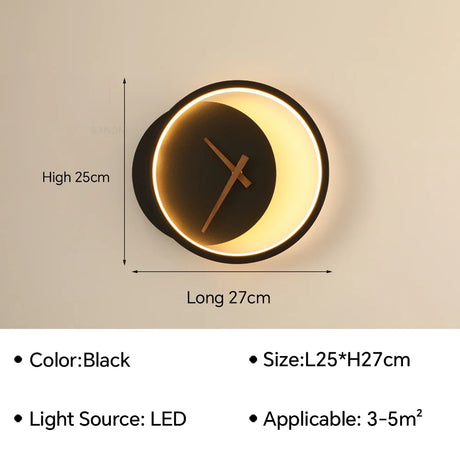 Modern LED Wall Lamp Clock Sconce for Bedroom Bedside Living Dining Room Aisle Porch Corridor Home Decors Lighting Fixture Luster