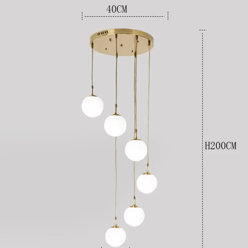 2026 Nordic White Ball Chandelier Lights Modern Led Long-Line Minimalist Lamp Living Room Villa Hotel Spiral Staircase Decor Lam