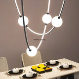 Modern Glass Ball Chandelier Living Room Decor Led Curve Dimmable Staircase Light Villas Loft Dinning Table Nordic Hanglamp