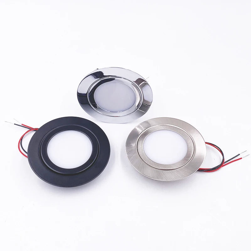 12V Embedded LED IP65 Camping Light 3W 5W Downlight Kitchen Living Room Ceiling Lamp 304 stainless steel Slim 14mm Cut Hole 55mm