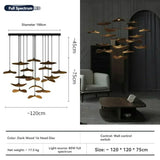Japanese Wabi Sabi Solid Wood Lamp for Living Dining Room  Villa Duplex Kitchen Island Linear Light 3colors Changeable