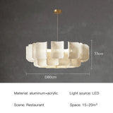 Nordic Wabi-Sabi Tiered Acrylic LED Pendant Light - White Minimalist Ceiling Chandelier Lamp Fixture for Dining Room, Kitchen Island & Lobby Decor