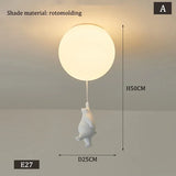 Designer Polar Bear Cartoon Pendant Chandelier - LED Resin Kid's Room Light
