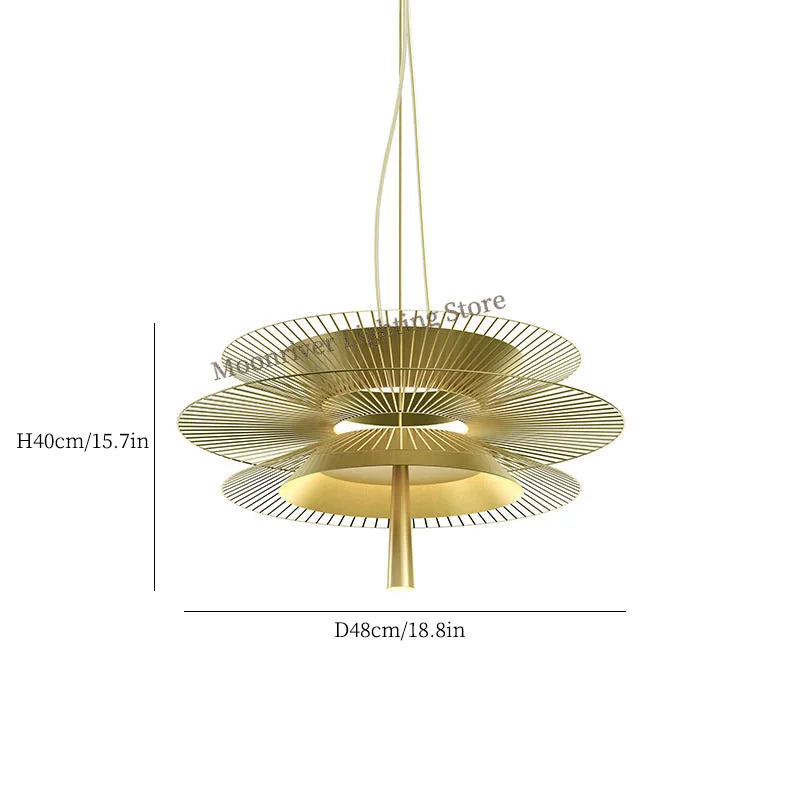 Modern Flying Saucer Hanging Lamps for Ceiling Luxury Metal Pendant Lights Restaurant INS LED Chandelier Loft Home Decorations