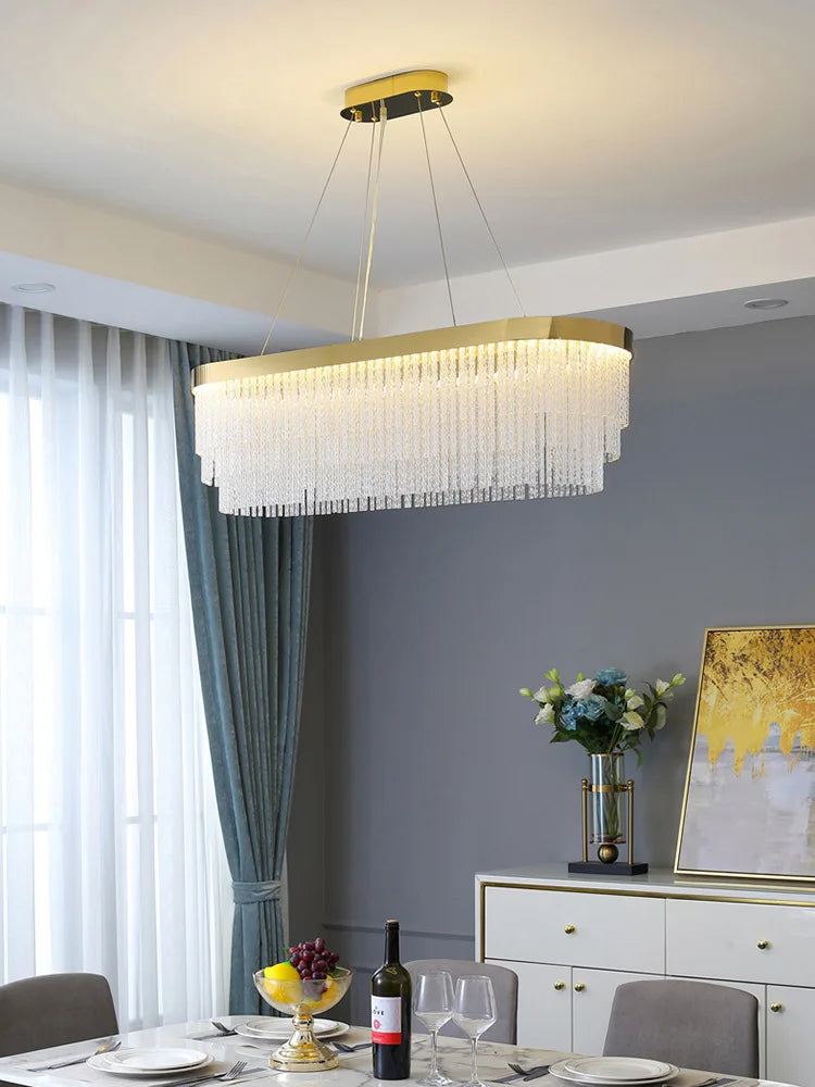 Post Modern Led Chandelier 2025 New Tassel Crystal Pendant Lamp American Luxurious Chandelier Home Decor Luster Lighting Fixture