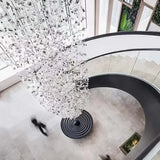Luxury Large Staircase Led Chandelier Modern Stone Crystal Light Fixture Living Room Long Hallway Lobby Indoor Home Hanging Lamp