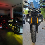 100W Motorcycle LED Fog Lights - Dual Color Auxiliary Driving Spotlights