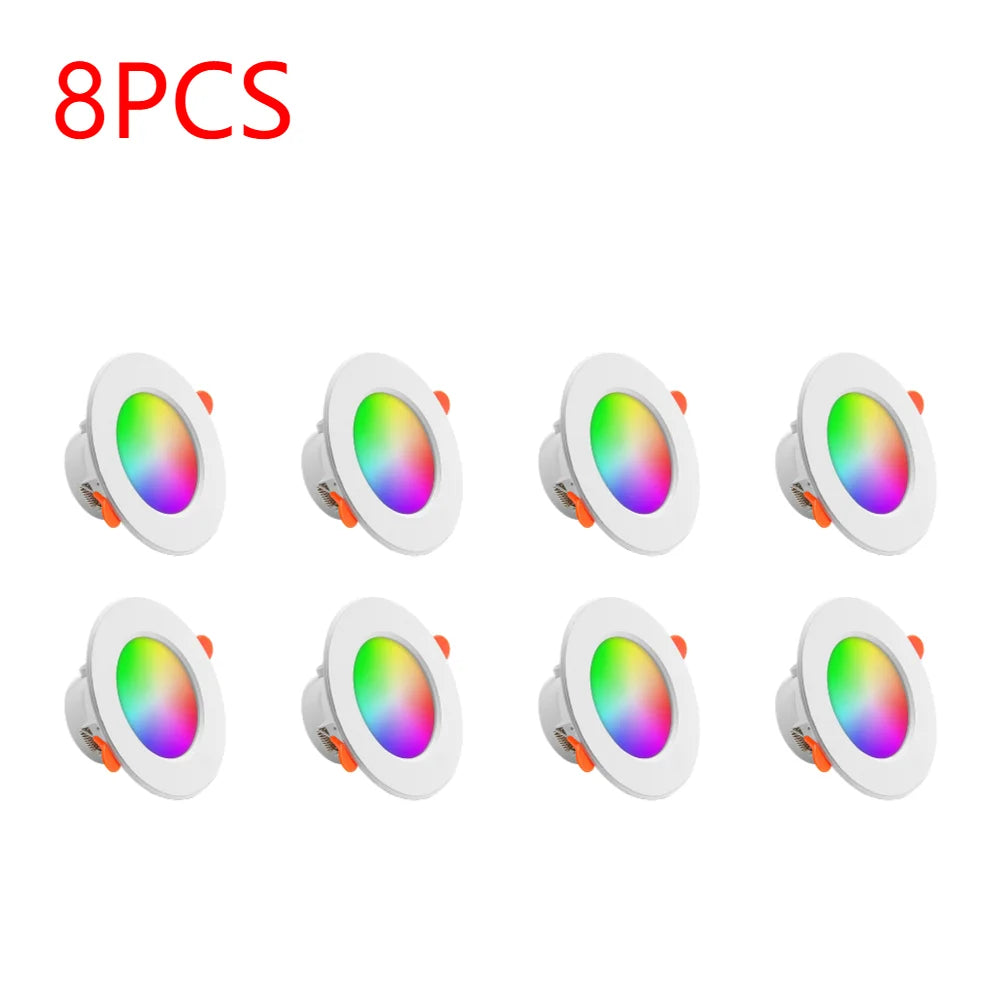 Tuya Smart LED Downlight LED Ceiling Recessed Down Light Dimmable Spot Lamp 10W RGB +CW+WW Changeable LED Downlight