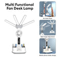 3in1 Multifunction Table Lamp LED Four-headed Folding With Fan Calendar Clock USB Rechargeable Desk light 3 color Reading Lamp