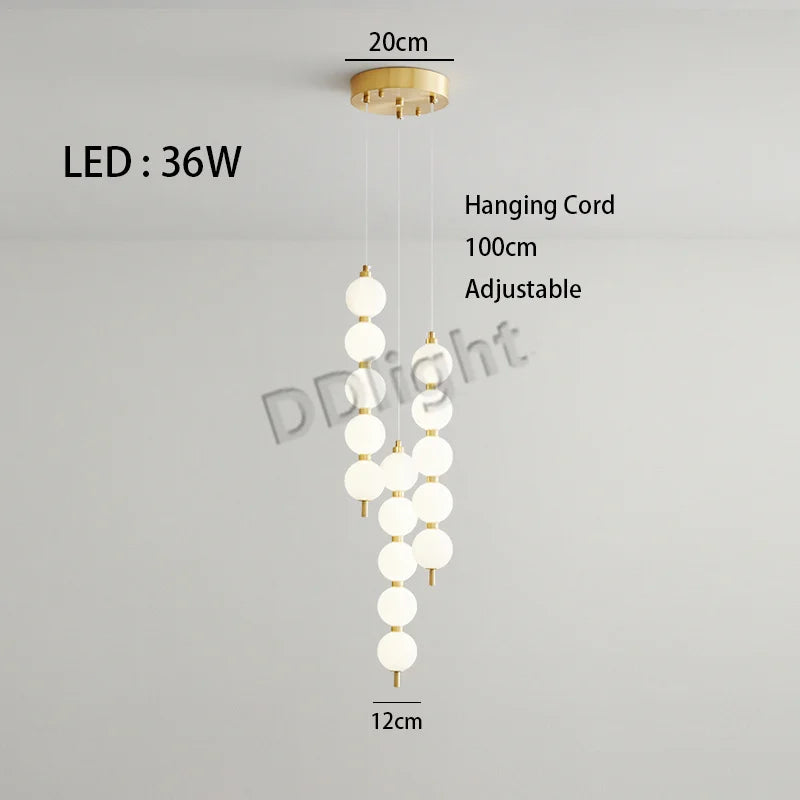 2025 Modern Magic Bean LED Ceiling Chandeliers All Copper White Ball Lustres Hanging Lights Home Decor Suspension Light Fixtures