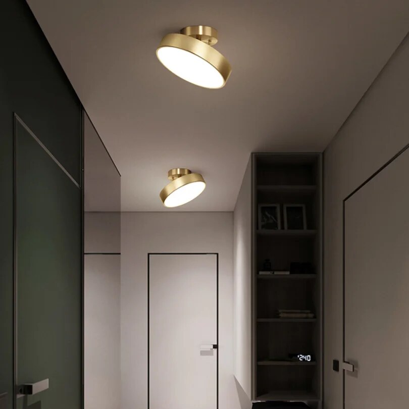 Modern Gold Led Ceiling Lights for Bedroom Hallway Corridor Balcony Round Decoration Lamp Lighting Chandelier Nordic Indoor
