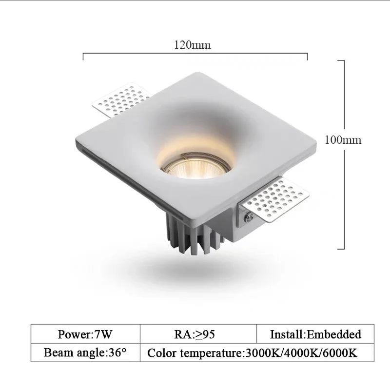 Recessed LED Gypsum Downlight Borderless Zigbee Spotlight Anti-Glare Ceiling Lamp Living Room Bedroom Aisle Embedded Lighting
