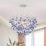 Pink Crystal Chandelier Creative Waterdrop Luxury Living Room Lights Modern Home Indoor Decor Bedroom Dining Room Pendant Lamps