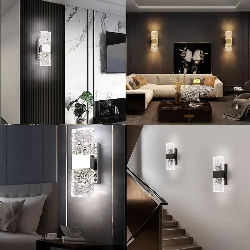 Corrugated Crystal Wall Lamps Modern LED Lighting Indoor Wall Sconces Living Room TV Background Bedroom Aisle Home D'ecor Lustre