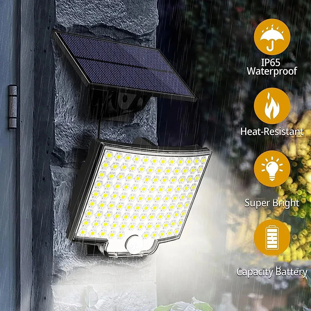 Solar Light Outdoor 106 LED Spotlights IP65 Waterproof Motion Sensor Human Induction Solar Flood Security Lights 3 Modes