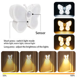 Acrylic Butterfly Motion Sensor Night Light USB Rechargeable Dimmable LED Wall Lamp for Bedroom Living Room Stair Lighting