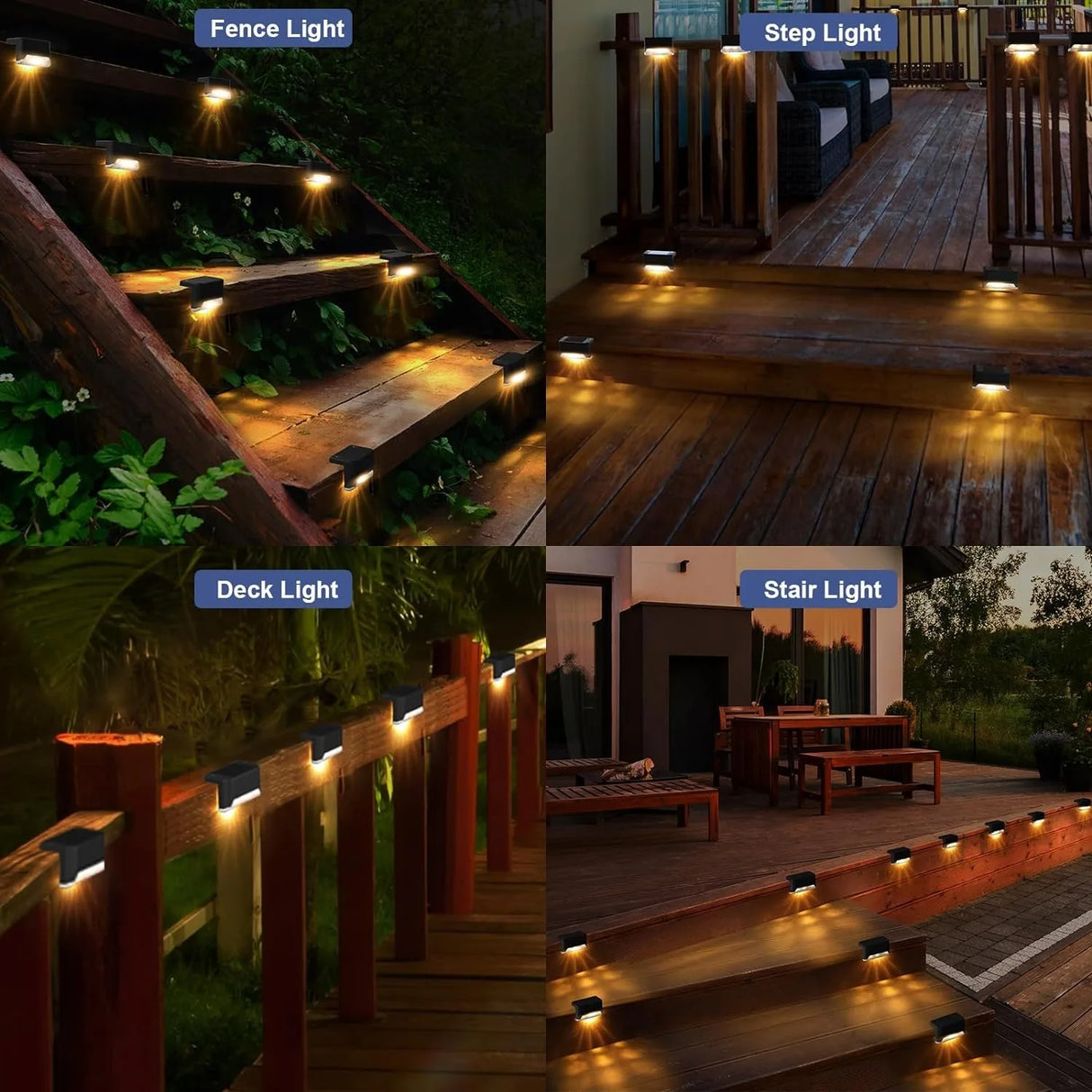 4/16 Pack Solar Step Lights Outdoor Motion Sensor - Waterproof Auto On/Off Stair Lamp